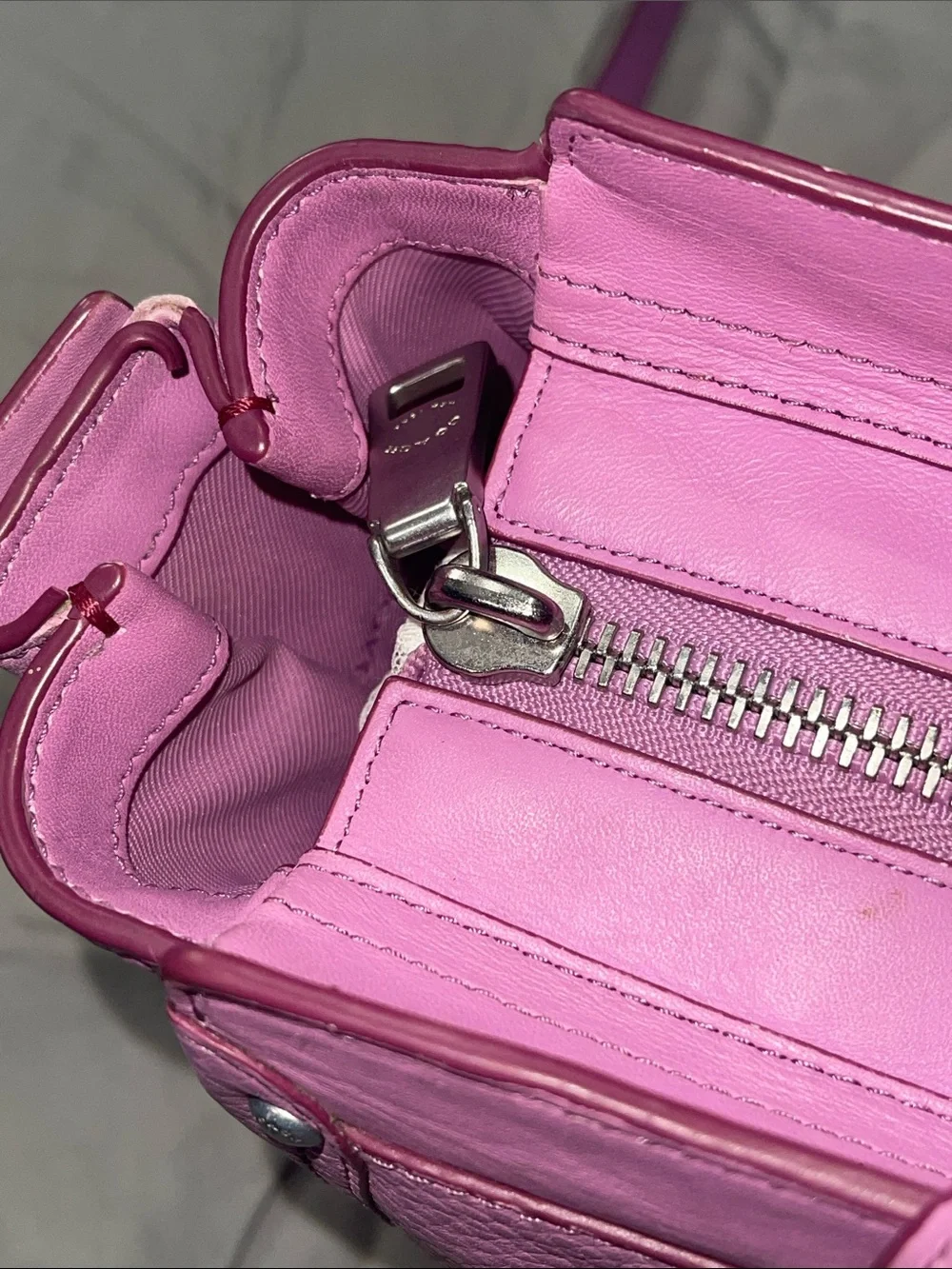 Coach Lilac Pebbled Leather Satchel with Silver Hardware